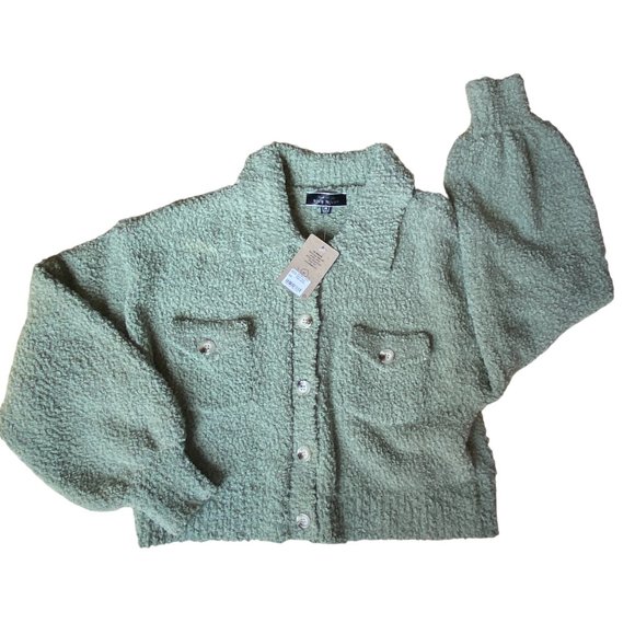 NWT Blue Blush Chunky Boucle Knit Sage Button Sweater Jacket Cottagecore Boho -M - Picture 9 of 15